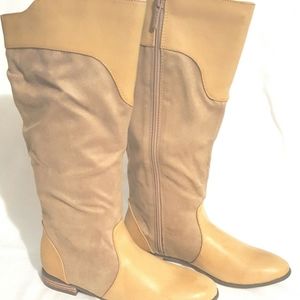 Michael Antonio tan fx suede & leather riding boot